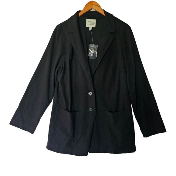 Torrid Linen Relaxed Fit Blazer Plus Size 2X NWT Lined Double‎ Button Front - Picture 3 of 13